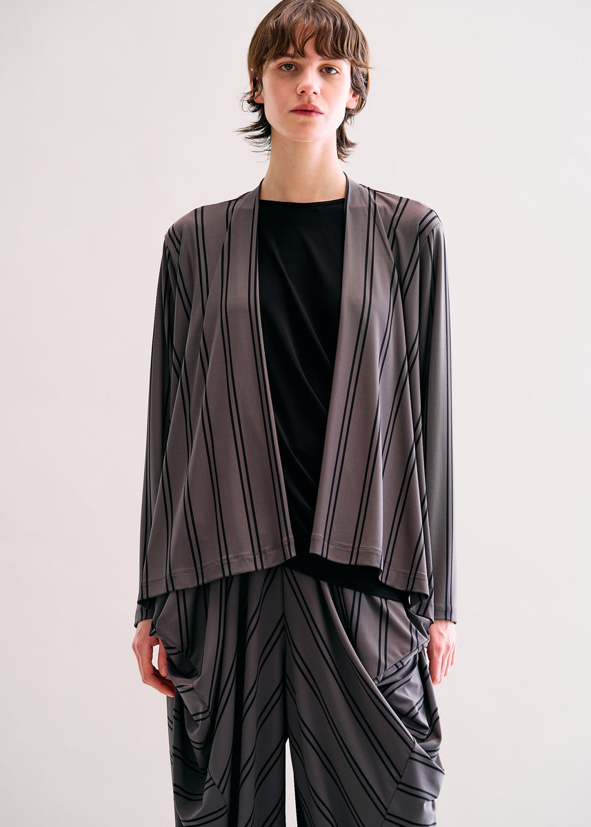 Issey Miyake Stripe Drape Jersey Dress, Gray