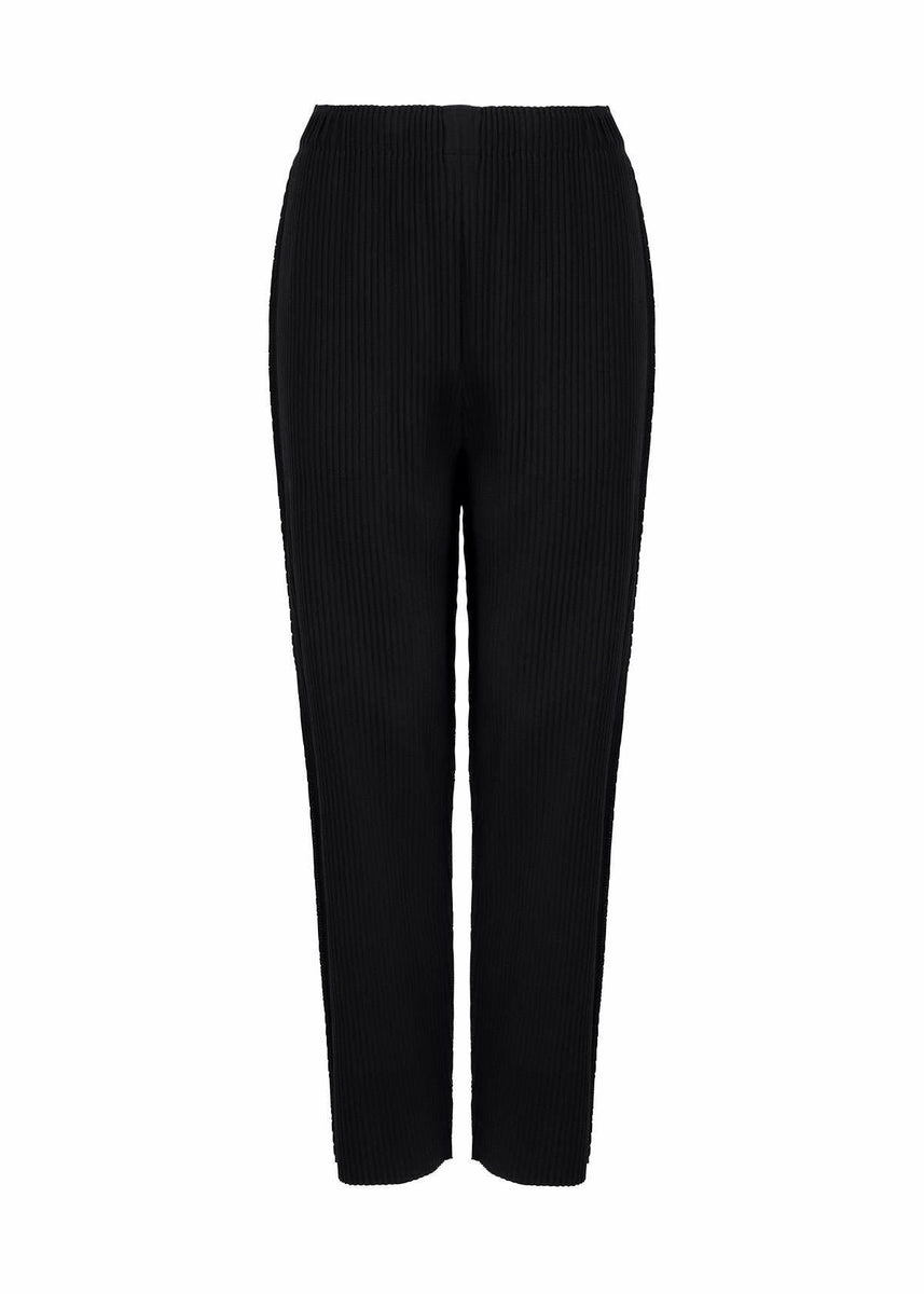 FINE KNIT PLEATS BLACK PANTS | The official ISSEY MIYAKE