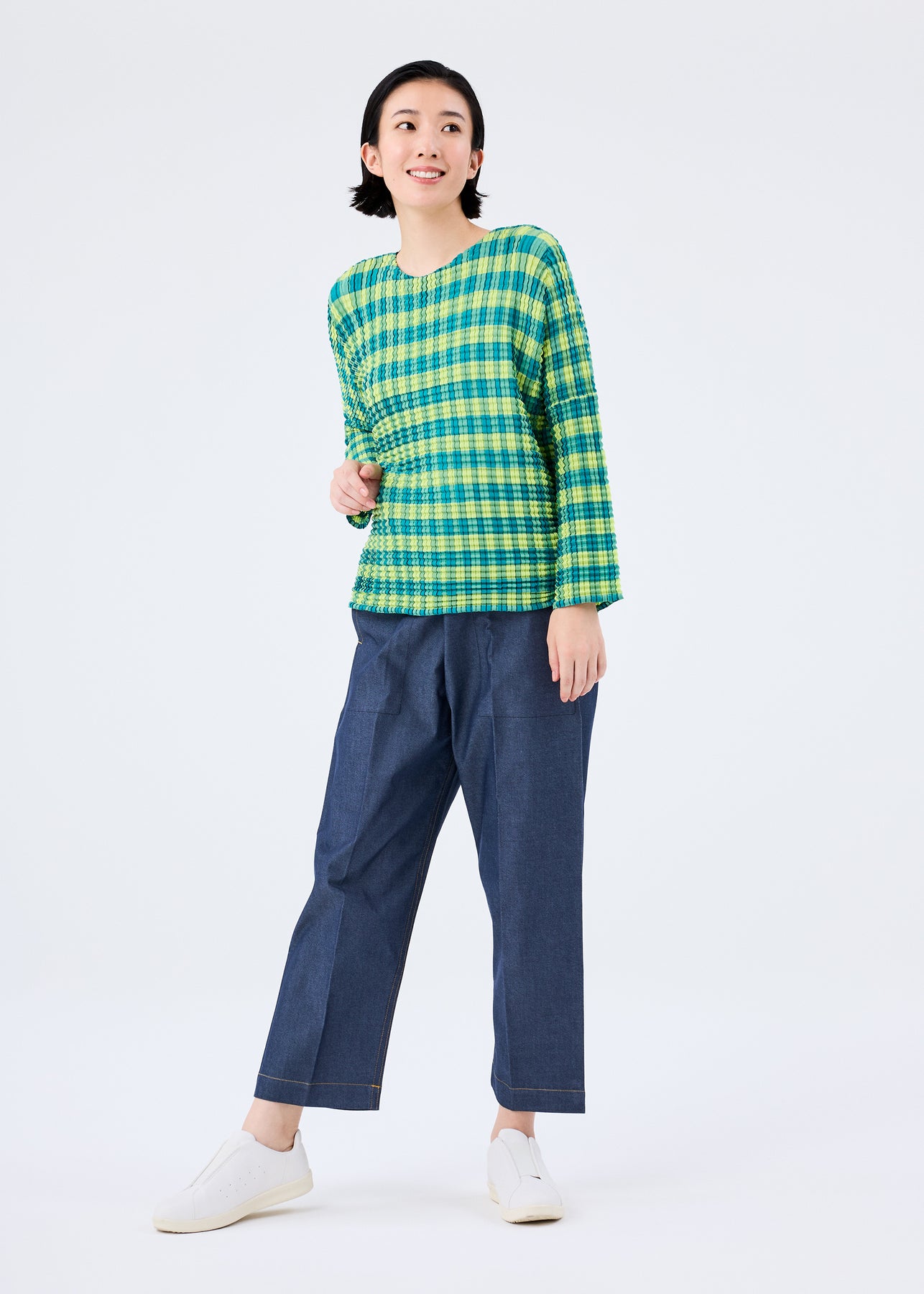 GINGHAM CHECK PLEATS SHIRT | The official ISSEY MIYAKE ONLINE