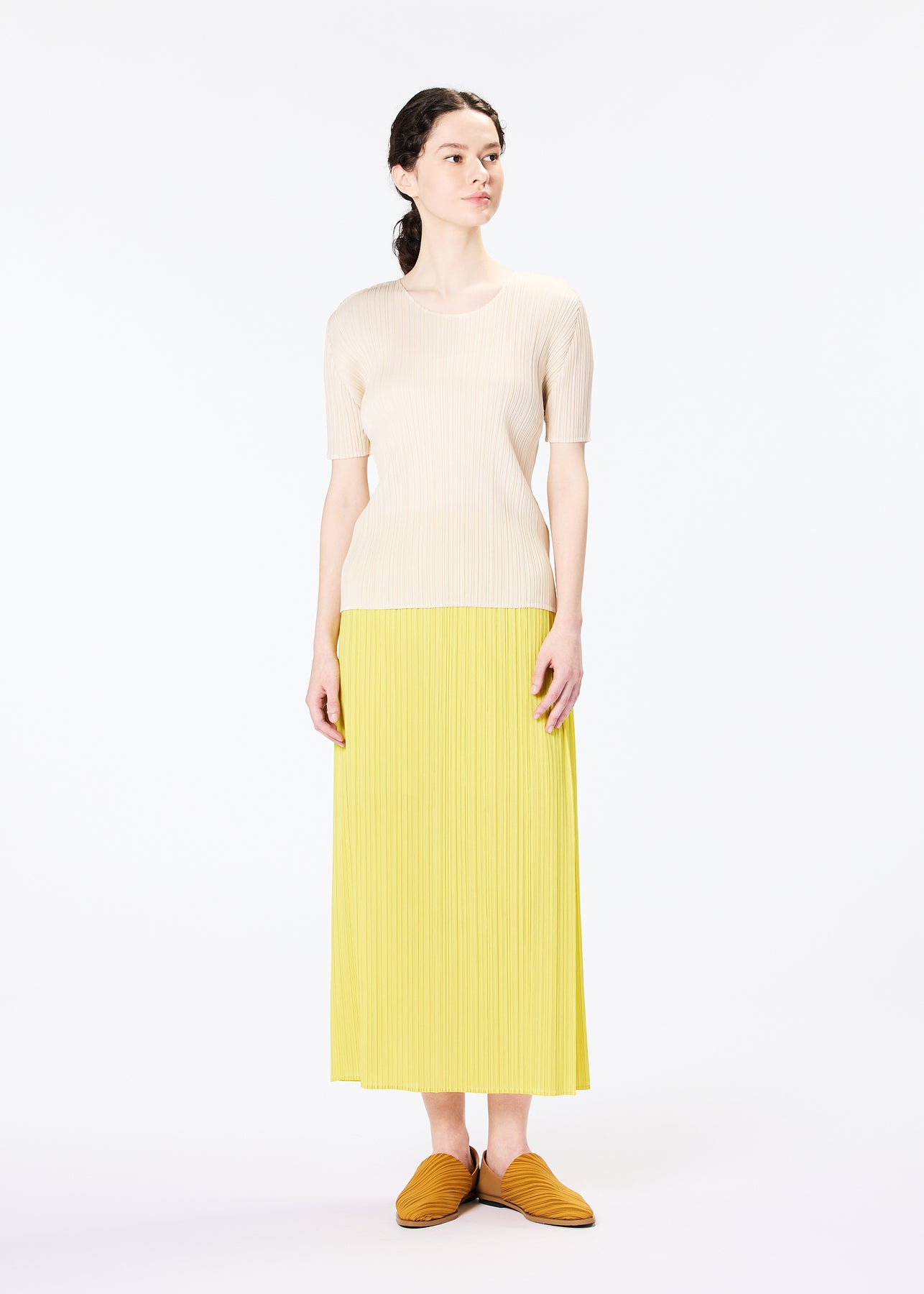 Pleats Please Issey Miyake Monthly Colors April Dress in Pale Green